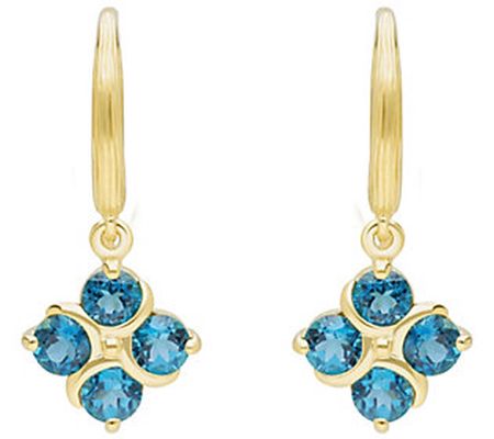Ariva Sterling Silver Blue Topaz Quartet D angle Earrings