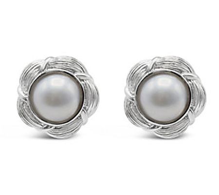 Ariva Sterling Silver Cultured Mabe Pearl Butto n Earrings