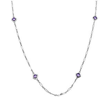 Ariva Sterling Silver Gemstone Station Necklace