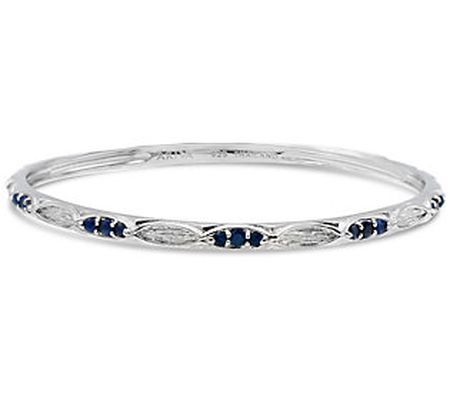 Ariva Sterling Silver Gemstone Textured Bangle