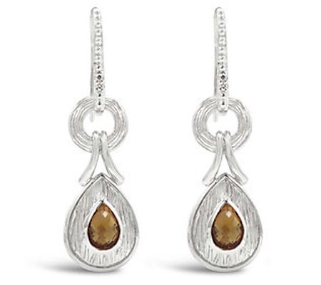 Ariva Sterling Silver Ginger Quartz Dangle Earr ings