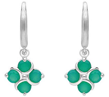 Ariva Sterling Silver Green Chalcedony D angle Earrings