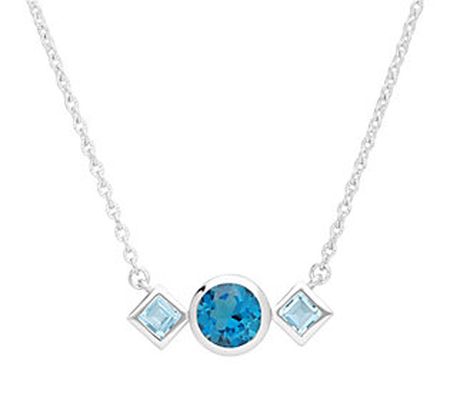 Ariva Sterling Silver London & Swiss Blue T opaz Necklace