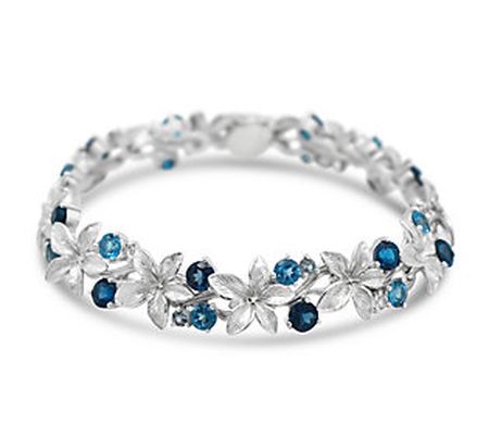 Ariva Sterling Silver Multi-Gemstone Floral Lin k Bracelet