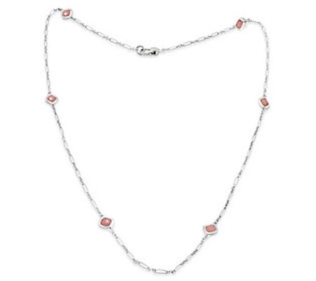 Ariva Sterling Silver Pink Opal Station Necklac e