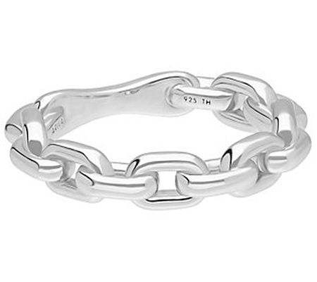 Ariva Sterling Silver Polished Oval Link Band R ing