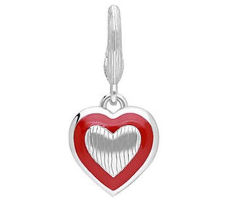 Ariva Sterling Silver Red Enamel Heart Charm