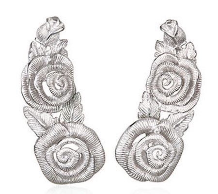 Ariva Sterling Silver Rose Climber Earrings
