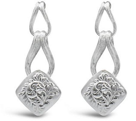 Ariva Sterling Silver Textured Filigree Drop Ea rrings