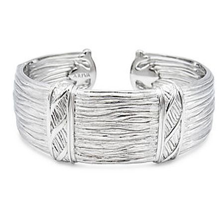 Ariva Sterling Silver Textured Hinged Cuff