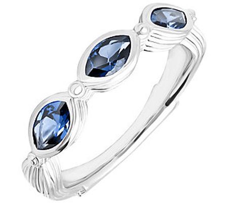 Ariva Sterling Silver Three-Stone Blue Topaz Ri ng