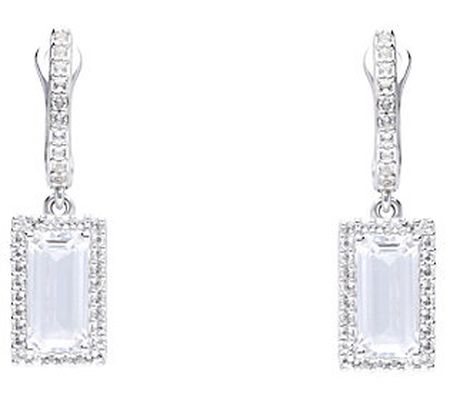 Ariva Sterling Silver White Topaz Dangle Earrin gs