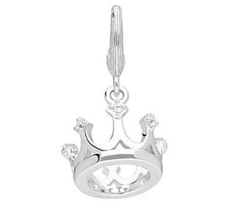Ariva Sterling Silver White Topaz Queen's C row n Charm