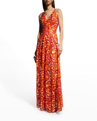 Ariyah Floral Sequin A-Line Gown