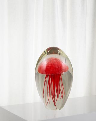 Ariza Art Glass Jelly Fish Paper Weight - 3.5" x 3.5" x 6.75"