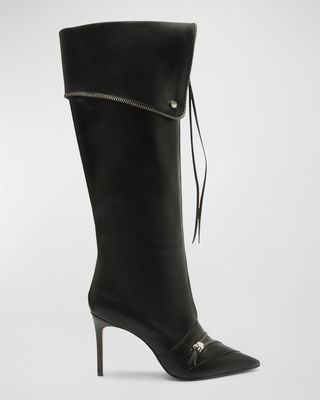 Arla Leather Zipper Stiletto Boots