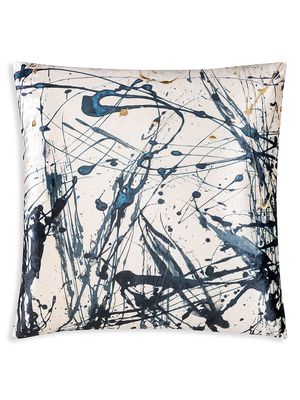 Arles Digital Print Velvet Pillow - Blue - Blue