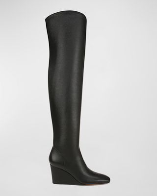 Arlet Leather Over-The-Knee Wedge Boots