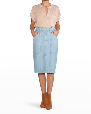 Arlet Organic Cotton Pinstripe Denim Mini Skirt