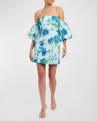 Arlowe Floral-Print Off-Shoulder Mini Dress