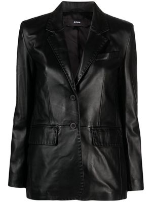 Arma Brussels single-breasted leather jacket - Black