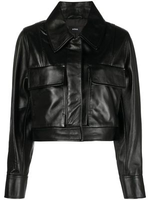 Arma cropped leather jacket - Black