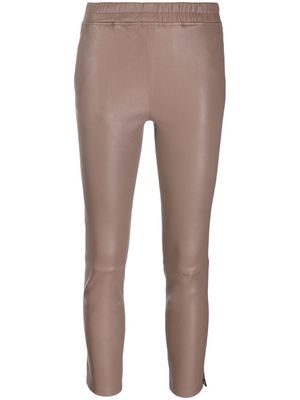 Arma cropped skinny leather trousers - Brown