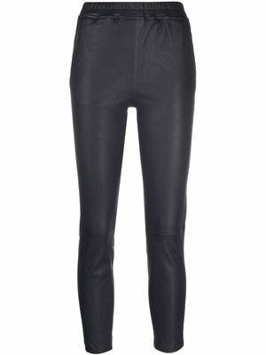Arma elasticated-waist leather cropped trousers - Blue
