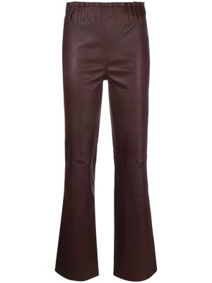 Arma elasticated-waist leather straight trousers - Red