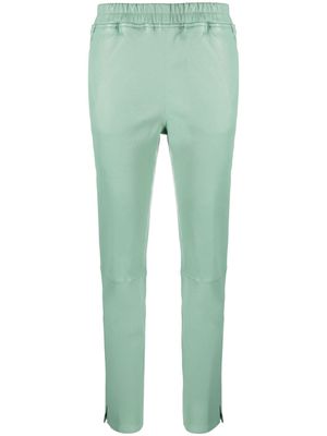 Arma elasticated-waist leather tapered trousers - Green
