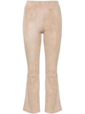Arma flared cropped leather trousers - Neutrals