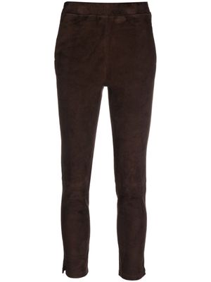 Arma high-waist skinny suede trousers - Brown