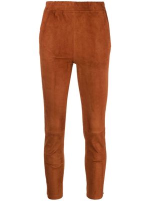 Arma high-waist skinny suede trousers - Orange