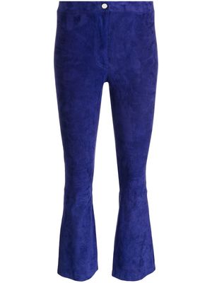 Arma high-waisted cropped leather trousers - Blue