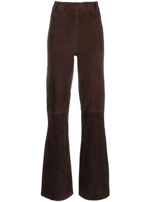 Arma high-waisted flared suede trousers - Brown