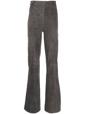 Arma high-waisted flared suede trousers - Grey