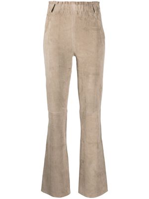 Arma high-waisted flared suede trousers - Neutrals
