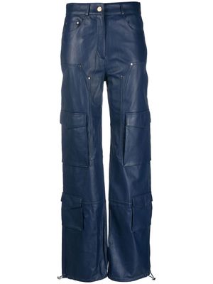 Arma high-waisted leather cargo trousers - Blue