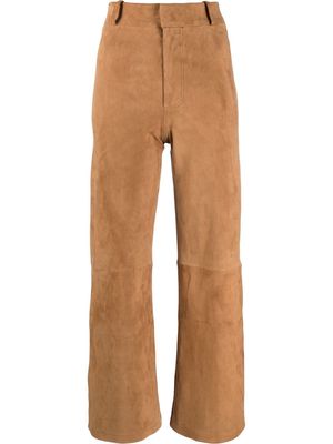 Arma high-waisted suede cropped trousers - Brown