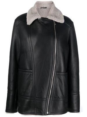 Arma Imani shearling-trimmed biker jacket - Black