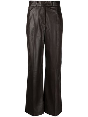 Arma leather wide-leg trousers - Brown