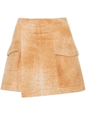 Arma leather wrap mini skirt - Neutrals