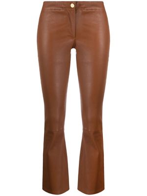 Arma low-rise leather slim-fit trousers - Brown