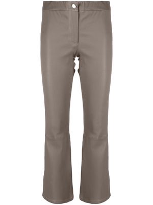 Arma mid-rise flared leather trousers - Grey
