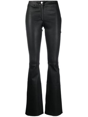 Arma mid-rise leather flared trousers - Black