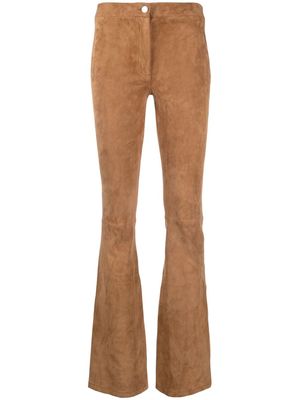 Arma mid-rise suede flared trousers - Brown