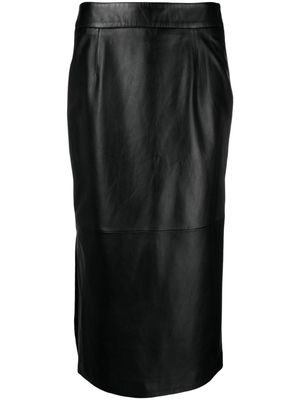 Arma panelled leather midi skirt - Black