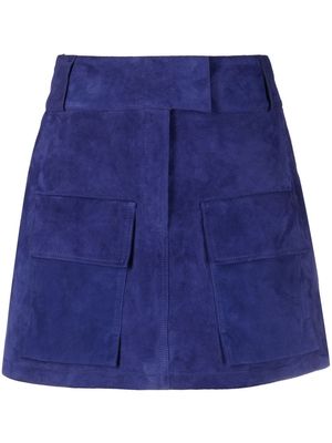 Arma patch-pocket suede mini dress - Blue