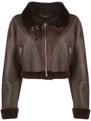 Arma shearling-trim zip-fastening jacket - Brown