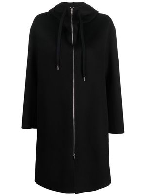 Arma spread-collar hooded wool coat - Black